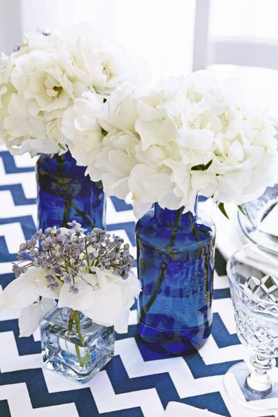 Royal Blue Glass Floral Vases Wedding Decoration