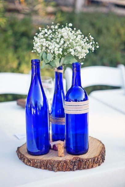 Royal Blue Glass Flower Vases Wedding Decorations