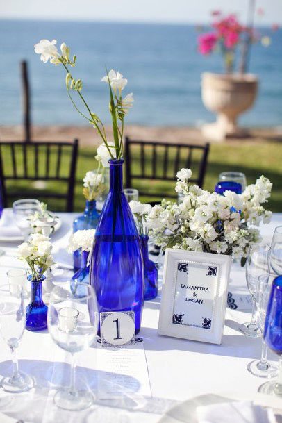 Royal Blue Glasses Wedding Decorations