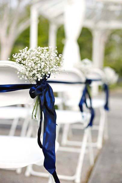 Royal Blue Satin Ribbon On Chair Wedding Decorations