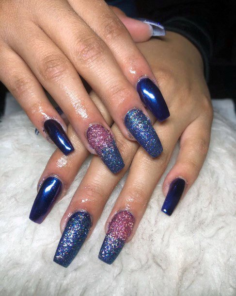 Royal Blue Sugar Nails And Glitter For Women