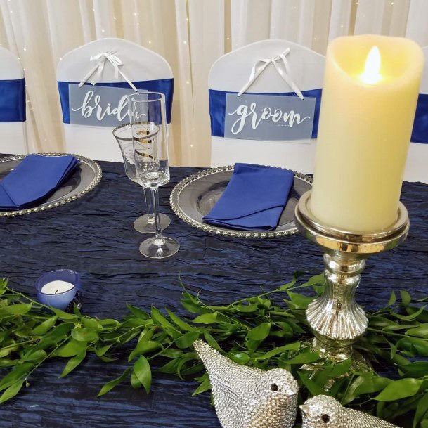 Royal Blue Sweetheart Chairs And Table Cloth Wedding Decorations