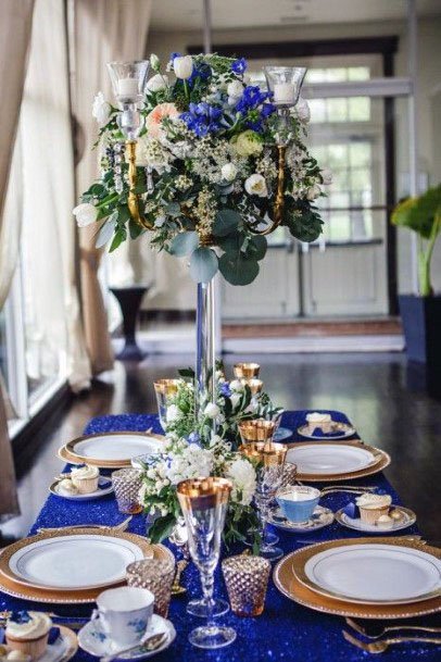 Royal Blue Table Fabrics Decoration Wedding