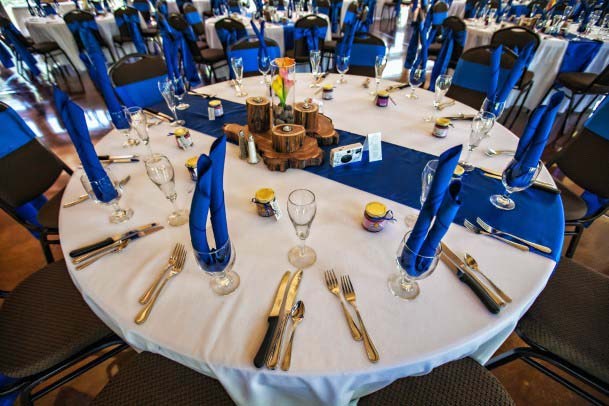 Royal Blue Theme Dining Wedding Decoration