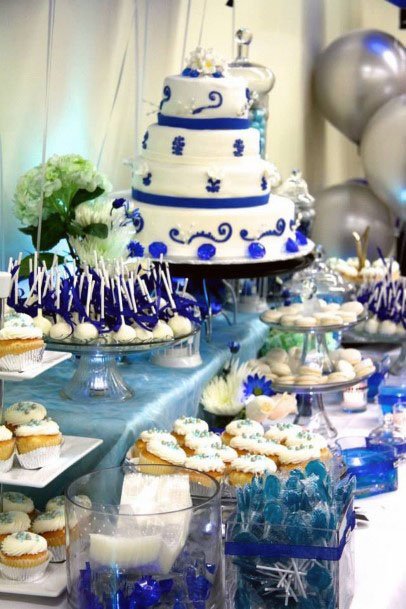 Royal Blue Themed Desserts Wedding Decor