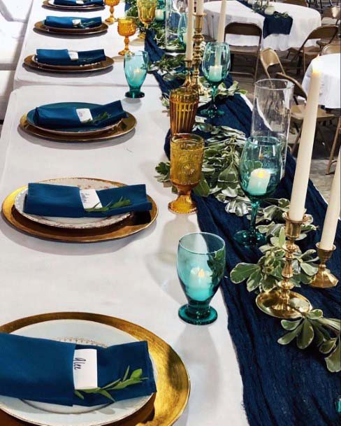 Royal Blue Themed Wedding Head Table Decor