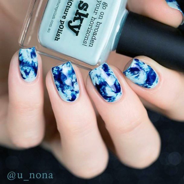 Royal Blue Water Nails Women