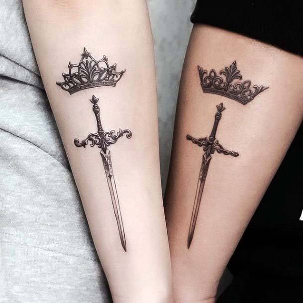 Royal Crown And Sword Tattoo Women