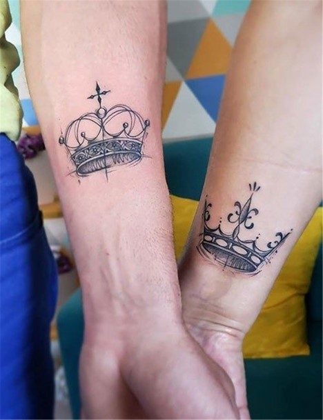 Royal Crown Couple Tattoo Wrists