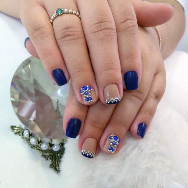 Royally Decorated Nails Dark Blue For Women