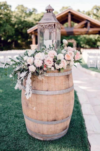 Rustic Barrel Stunning Floral Aisle Decoration Outdoor Wedding Ideas