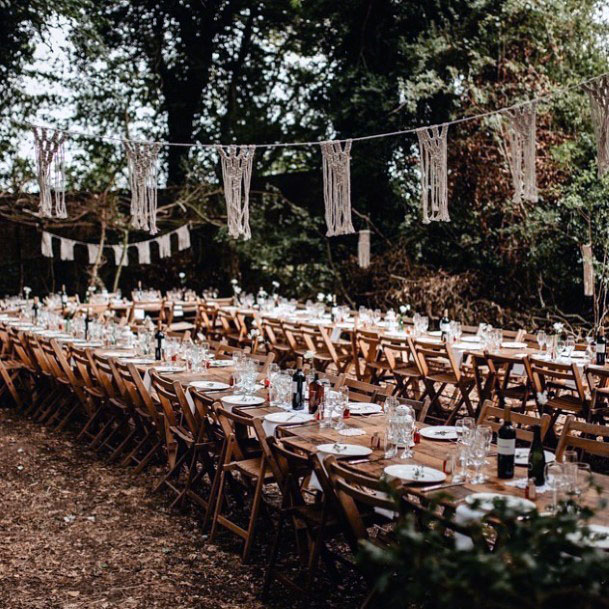 Rustic Country Outdoor Wedding Reception Table Ideas