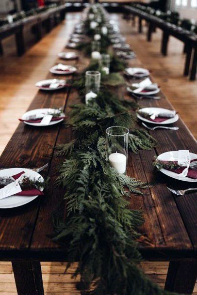 Rustic Cute Winter Wreath Table Centerpiece Wedding Reception Ideas