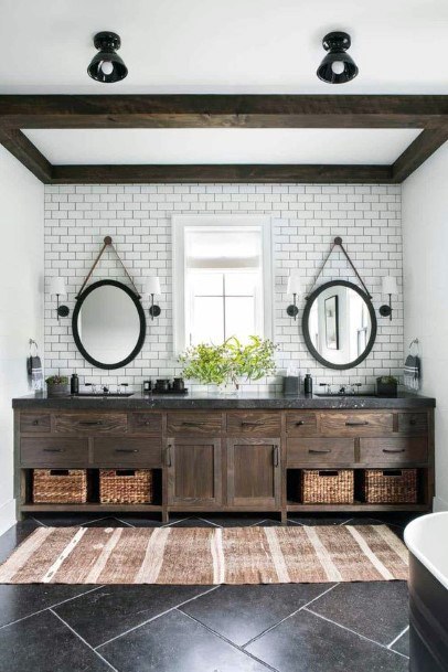 Rustic Dark Hardwood Inspired Bathroom Cabinet Ideas