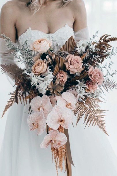 Rustic Elegant Peachy Pink Bouquet Wedding Floral Ideas