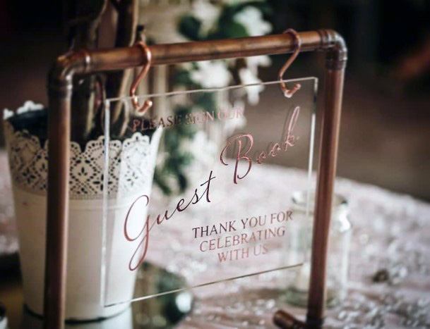 Rustic Hanging Glass Sign Wedding Guest Book Ideas