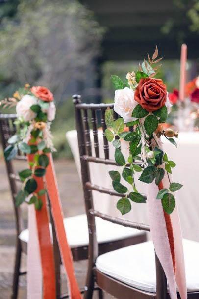 Rustic Red Rose Wedding Flowers Chairs