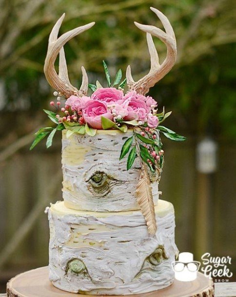 Rustic Wedding Cake Horns Toppers