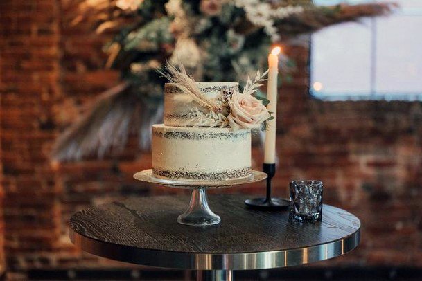 Rustic Wedding Cake With Single Rose