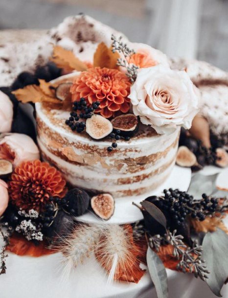 Rustic Wedding Cake With Unique Flowers