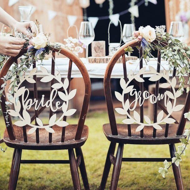 Rustic Wedding Chairs Bride Groom Flower Decoration Ideas