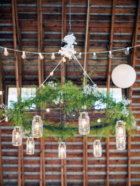 Rustic Wedding Decor With Hanging Mason Jars