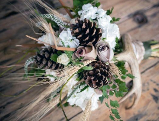 Rustic Wedding Ideas Bouquet With Pine Cones And Antlers Inspiration