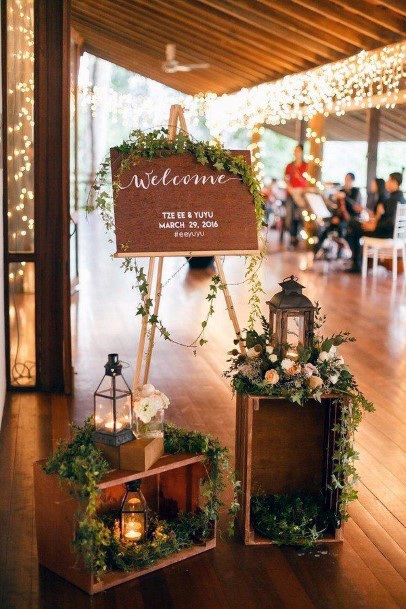 Rustic Wedding Ideas Greenery And Wooden Welcome Sign