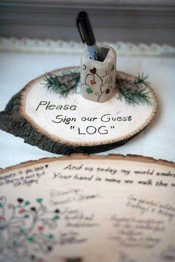 Rustic Wedding Ideas Wooden Slab Guest Book And Sign Inspiration