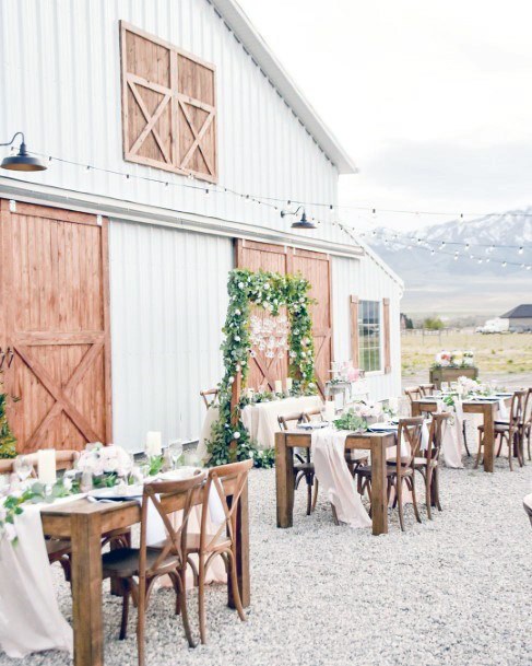 Rustic White Brown Barn Rural Wedding Inspiration Ideas