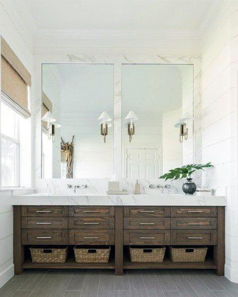 Rustic Wood Look With Marble Countertops Bathroom Vanity Design Inspiration