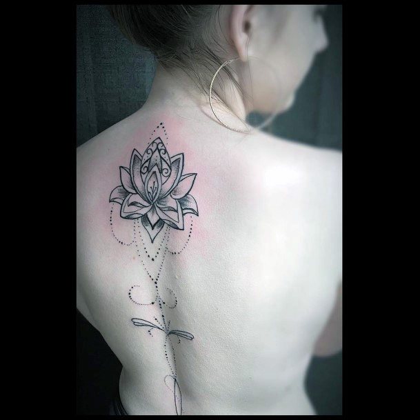 Sacred Black Lotus Women Tattoo