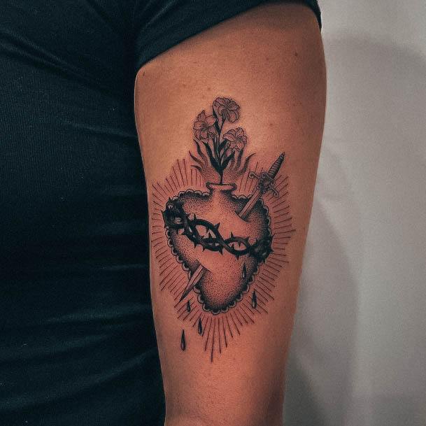 Sacred Heart Female Tattoo Designs