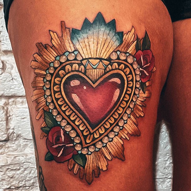 Top 100 Best Sacred Heart Tattoos For Women - Catholic Design Ideas