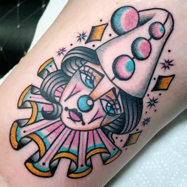 Sad Face Clown Traditional Old School Tattoos For Women