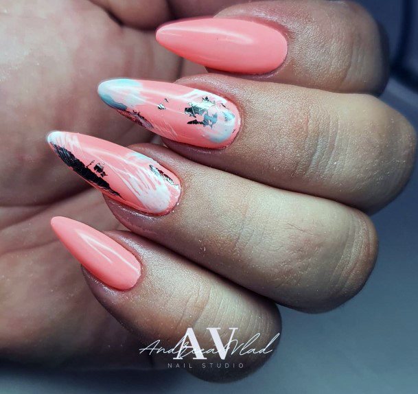 Salmon Nails Feminine Ideas