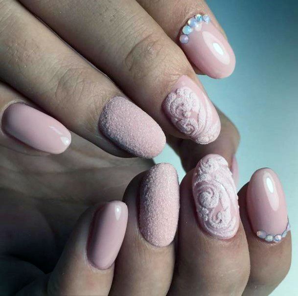 Salmon Pink Sugared Nails For Women