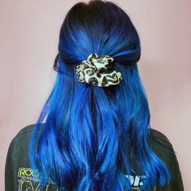 Sapphire Blue Colored Modern Hairstyle Women