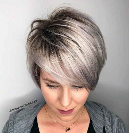 Sassy Undercut Hairstyle Ashy Grey Fuller Top And Short Back