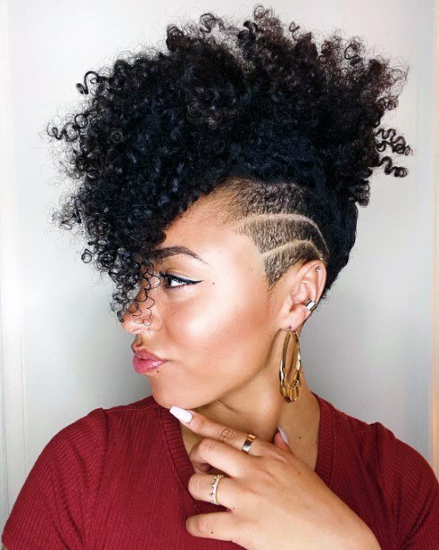 Sassy Updo Hairstyles For Black Women Side Shaved Design