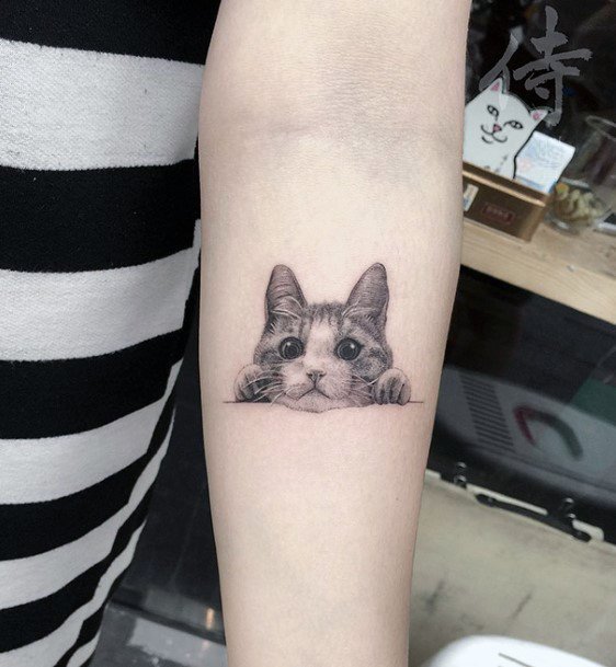 Scared Cat Tattoo For Women