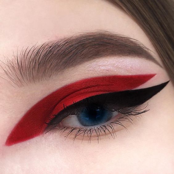 Scarlet Red And Black Makeup Looks Eyeshadow Women