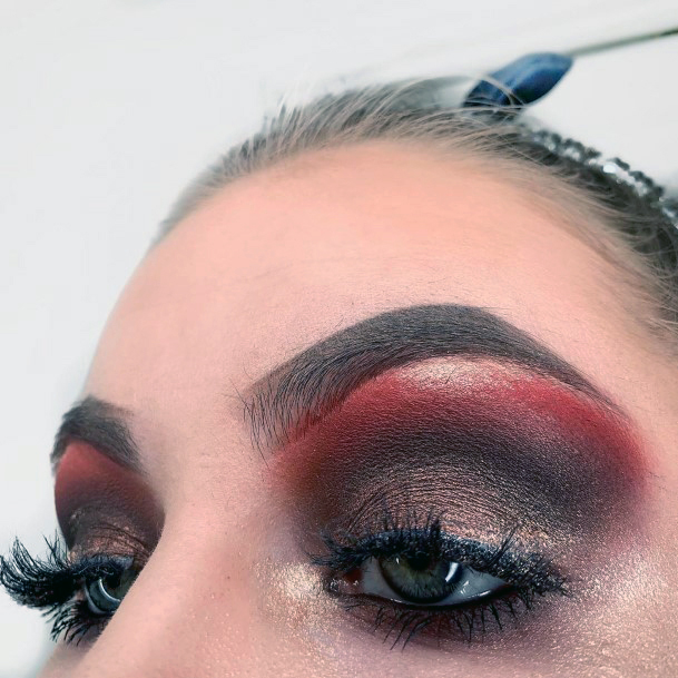 Scarlet Red And Brown Eyeshadow Women