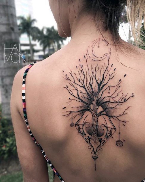 tree back tattoos for girls