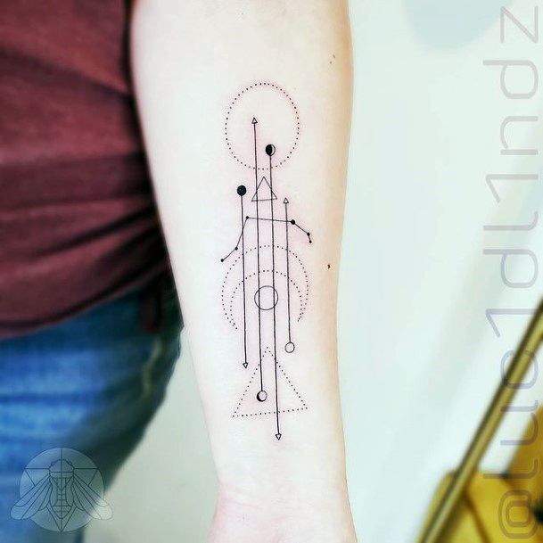 Scientific Arrow Tattoo Womens Hands