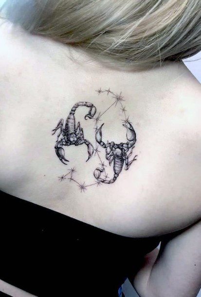 Scorpio Pair Constellation Tattoo Women Back