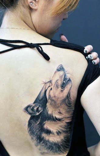 Screaming Wolf Tattoo Womens Tattoo Back