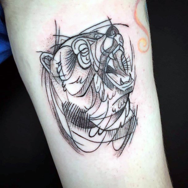 Scribbly Black Bear Tattoo For Women