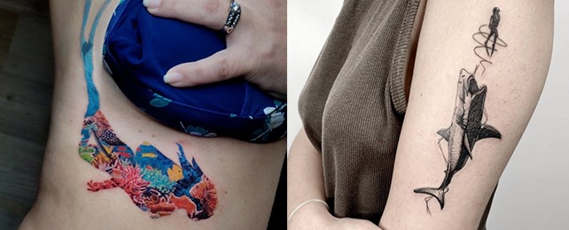 Top 100 Best Scuba Diving Tattoos For Women - Diver Design Ideas
