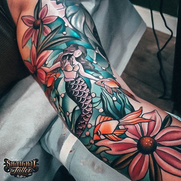 Sea Creature Mermaid Female Tattoo Designs